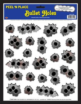 Bullet Holes Peel 'N Place Decorations, 24 per Sheet