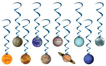 Solar System Whirls Hanging Decorations, 10 Pack