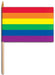 RAINBOW FLAG- RAYON 4"X6" W/ WOOD DOWELL