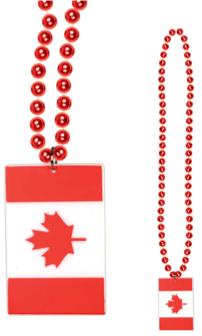 36-Inch Red Necklace with Canada Flag Medal
