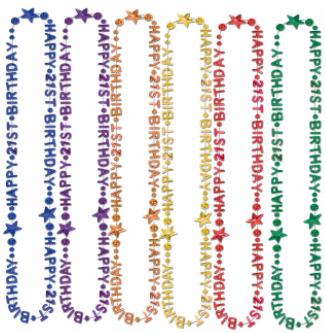 Happy 21st Birthday Bead Necklace, 36 Inches
