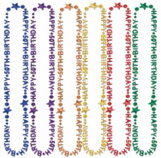 50th Birthday Beads of Expression Necklace, 36 Inches