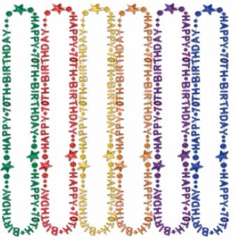 70th Birthday Beads of Expression Necklace, 36 Inches