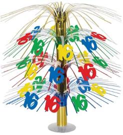 Multicolour 16th Birthday Cascade Centrepiece, 18 Inch
