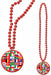 33-Inch Beaded Necklace with International Flag Medallion
