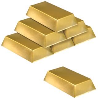 Plastic Gold Bar Decorations, 6 Pack