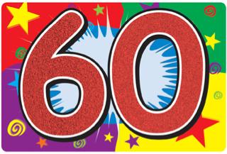 Glittered Number 60 Sign, 10 x 15 Inches