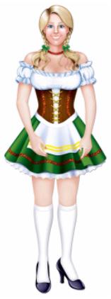 Jointed Oktoberfest Fraulein Decoration, 3 ft