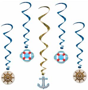 Cruise Ship Whirls Hanging Decorations, 5 Pack