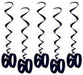 Black Number 60 Hanging Whirls, 5 Pack