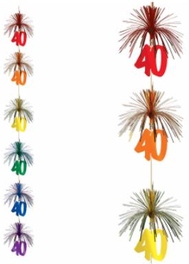 40th Birthday Firework Stringer Decoration, 7 ft