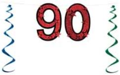 Glittered Number 90 Streamer, 15 Inches x 7 Feet