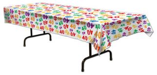 40th Birthday Plastic Table Cover, 54 x 108 Inches