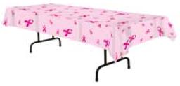 Pink Ribbon Plastic Table Cover, 54 x 108 Inches
