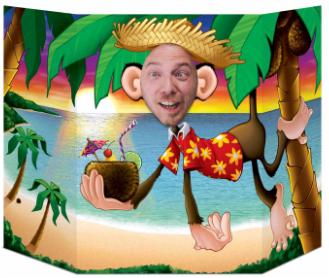 Luau Monkey Photo Prop, 37 x 25 Inches