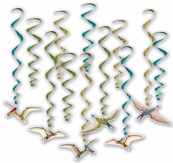 Dinosaur Whirls Hanging Party Decorations, 12 Pack