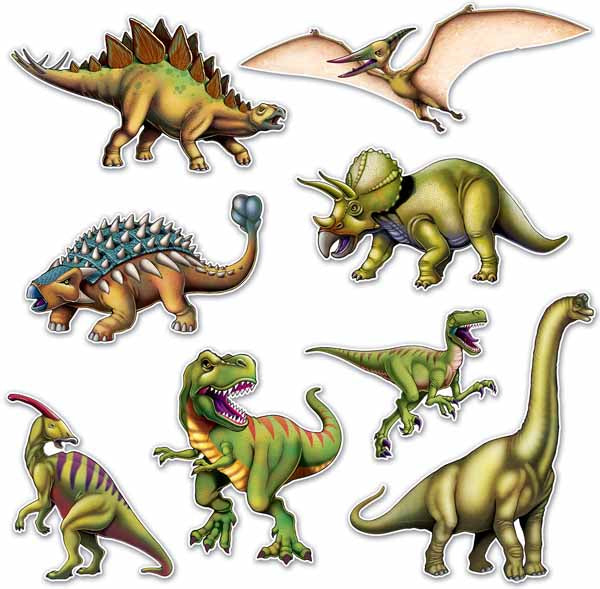 DINOSAUR CUTOUTS 8/PKG 10"-19" 2 SIDE