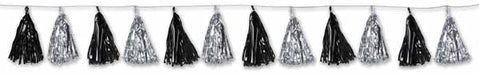 Metallic Black and Silver Tassel Garland, 8 ft