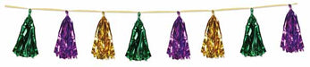 Gold, Green & Purple Metallic 12-Tassel Garland