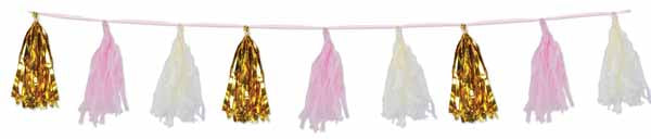 Pink Metallic & Tissue Tassel Garland