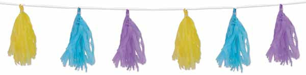 Pastel Tissue Tassel Garland, 8 ft