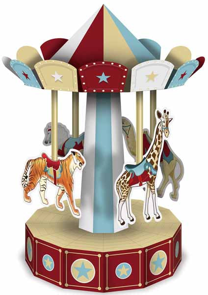 3D Vintage Circus Carousel Centerpiece