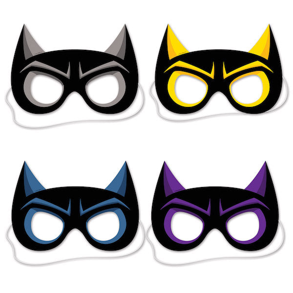 Superhero Party Masks, 4 Pack