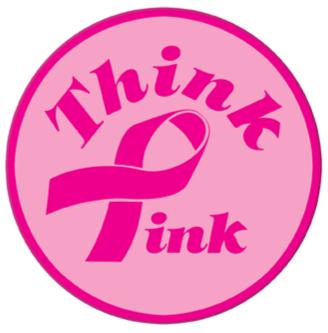 Pink Ribbon Awareness Button, 3.5 Inches