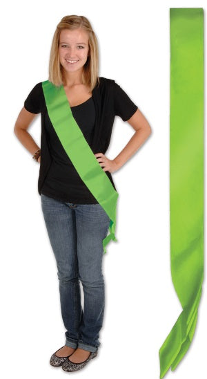 Lime Green Blank Satin Sash for Personalization
