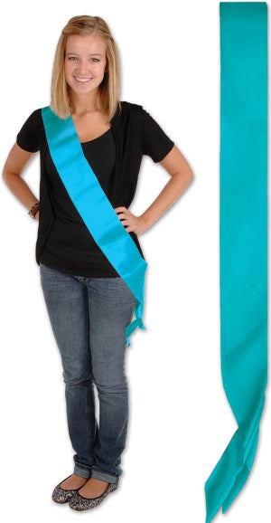 SATIN SASH TURQUOISE MAKE YOUR OWN