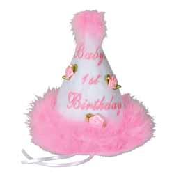 BABY'S FIRST BDAY CONE HAT PINK 1/PK