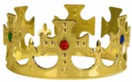 Gold Adjustable Plastic Jeweled King Crown