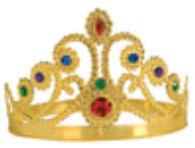 Adjustable Gold Jeweled Plastic Queen Crown