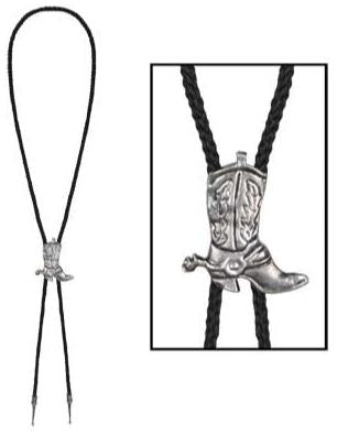 Western Bolo Tie with Silver Metal Slide