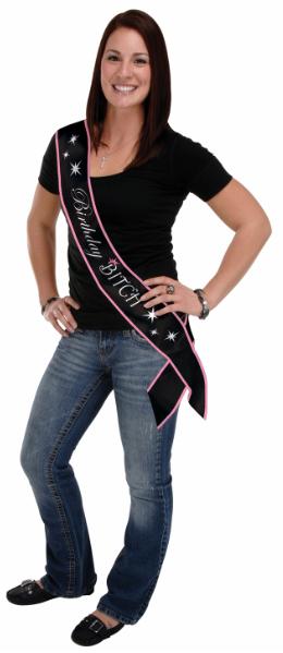 Birthday Bitch Satin Sash, 33" x 4"