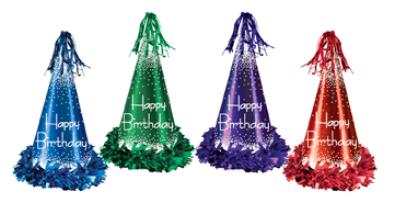 Assorted Fringed Foil Birthday Party Hats