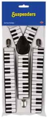 Piano Keyboard Suspenders, 1 Pair