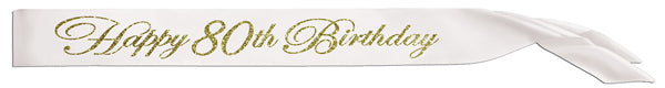 GLTRD HAPPY 80TH 33" X4" SATIN SASH