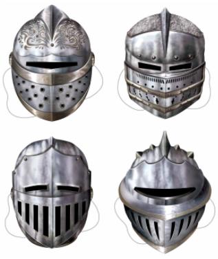 Medieval Knight Masks, 4 Pack