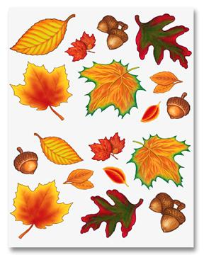 Large Fall Leaf Stickers, 4 Sheets per Pack