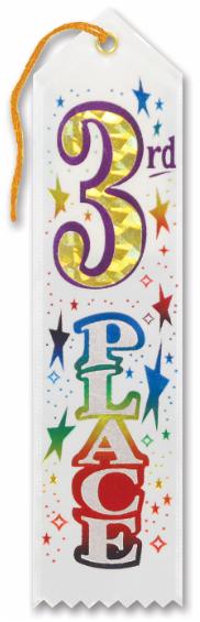 3rd Place Award Ribbon, 2 x 8 Inches