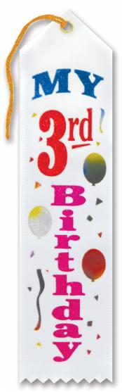 My 3rd Birthday Award Ribbon, 2 x 8 Inches