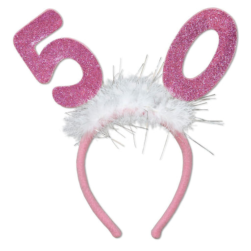 50 Glittered Boppers with Marabou Shine Bright on Your 50th Birthday (1/Pk)