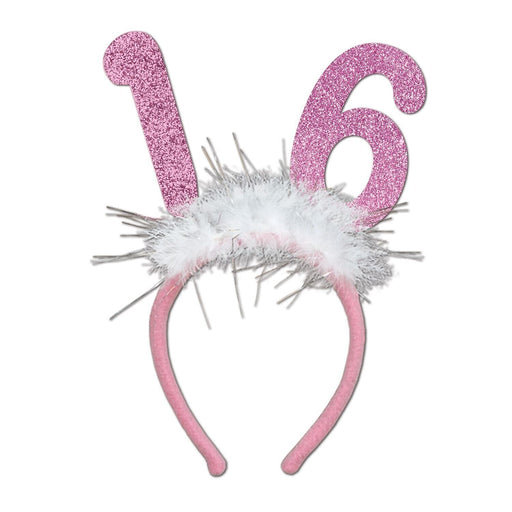 16 Glittered Boppers with Marabou Sweet 16 Celebration Essentials (1/Pk)