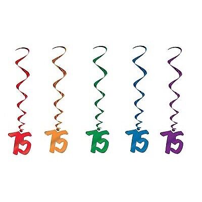 Cheerful Celebrations 75th Birthday Dangling Whirls in Multicolor Delight (5/Pk)