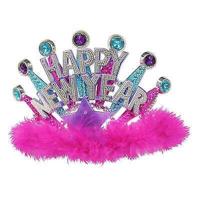 Light-Up Happy New Year Tiara - Shine Bright on New Year's Eve! (3/Pk)