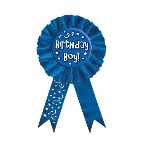 Birthday Boy Blue Award Ribbon Celebration Accessory (3/Pk)