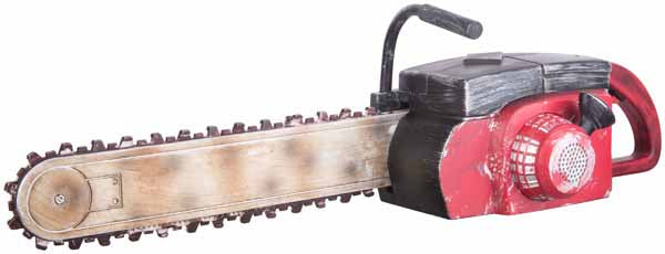 Red Rusted Animated Chainsaw Halloween Decor