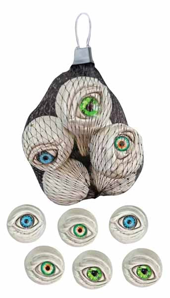 Hanging Bag of Eyeballs Halloween Decoration, 6 Pieces