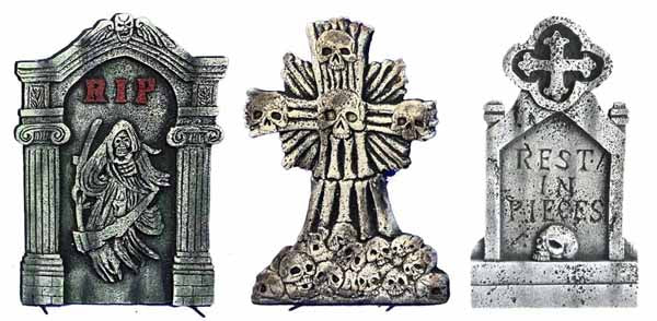 21-Inch Halloween Tombstone Decoration with Stands, Assorted Designs